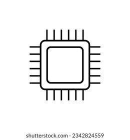 Semiconductor line icon. Semiconductor device such as integrated circuit, chip or microprocessor. Vector Illustration svg