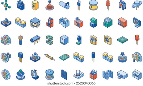 Semiconductor manufacturing icons High-Quality Vector Icons Collection with Editable Stroke. Ideal for Professional and Creative Projects.