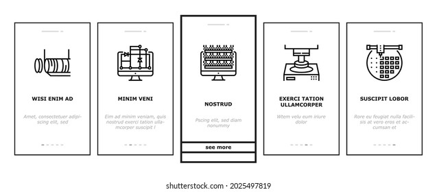 Semiconductor Manufacturing Plant Onboarding Mobile App Page Screen Vector. Installation Semiconductor On Board And Testing, Test Computer Screen And Digital Equipment Illustrations