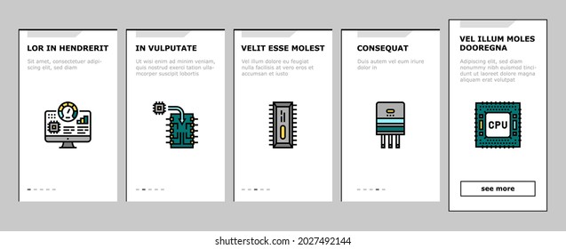 Semiconductor Manufacturing Plant Onboarding Mobile App Page Screen Vector. Installation Semiconductor On Board And Testing, Test Computer Screen And Digital Equipment Illustrations