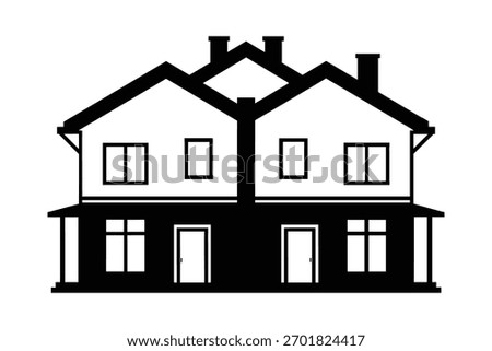 Semi-Detached or Duplex House Vector Illustration for Real Estate, Residential Architecture, and Housing Icon