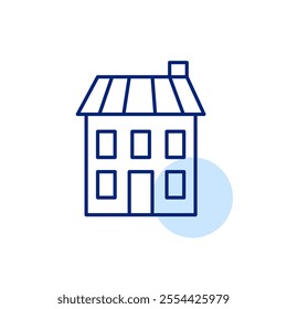 Semi-detached European style two storey house. Real estate, home ownership and building. Pixel perfect, editable stroke icon