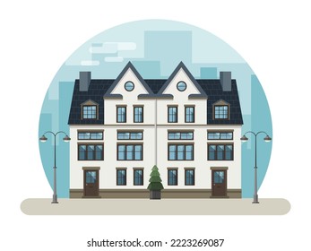 Semi-detached home on a city background