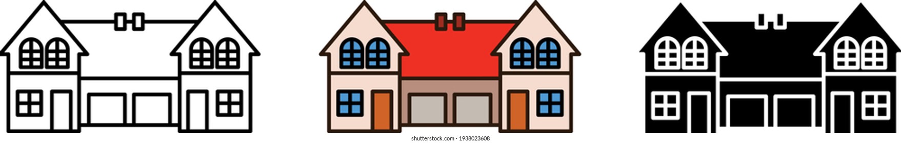 Semi-detached house icon , vector