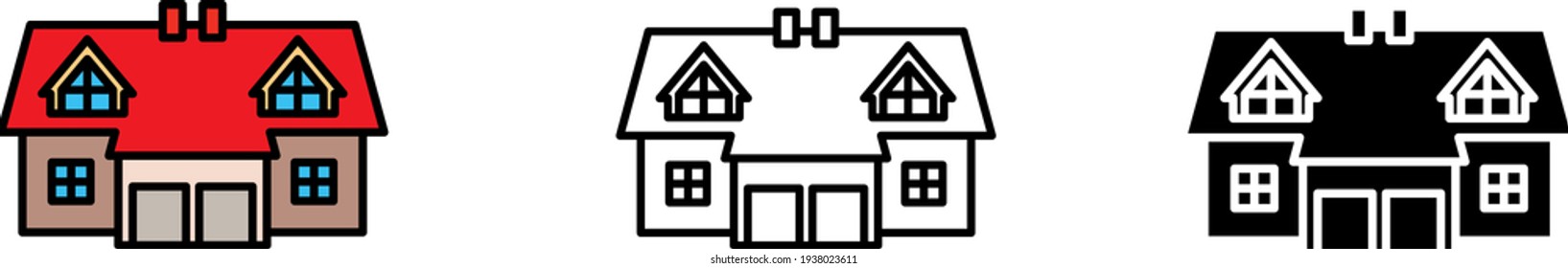 Semi-detached house icon , vector