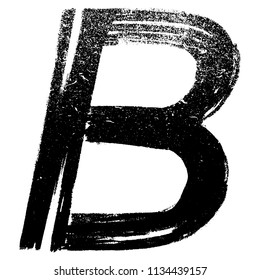 Semi-dry brush strokes alphabet.Letter B.