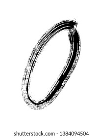 Semi-dry flat brush hand-drawn number