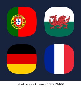 Semi-Finals France Football Soccer Championship Vector Team Flags