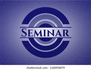 Seminar badge with denim background