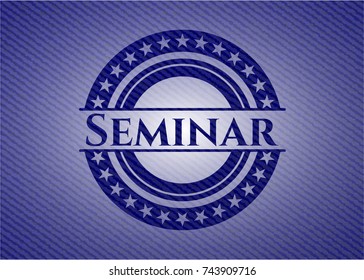 Seminar badge with denim background