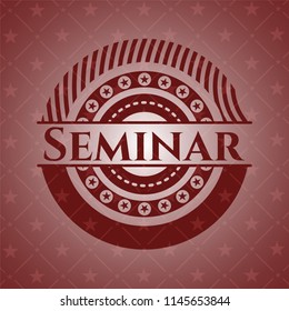 Seminar badge with red background