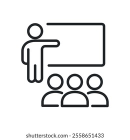 Seminar, classroom, presentation thin line icons. Perfect pixel on transparent background