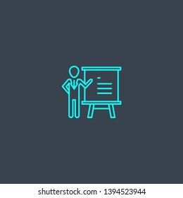 seminar concept blue line icon. Simple thin element on dark background. seminar concept outline symbol design. Can be used for web and mobile UI/UX