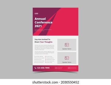 Seminar conference flyer template. Business conference poster leaflet design. Global business conference town hall meeting flyer template