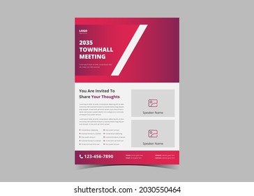 Seminar Conference Flyer Template. Business Conference Poster Leaflet Design. Global Business Conference Town Hall Meeting Flyer Template