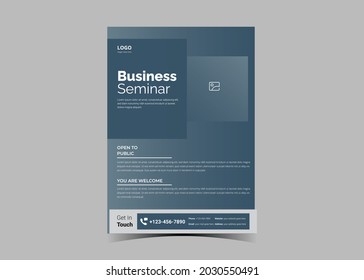 Seminar conference flyer template. Business conference poster leaflet design. Global business conference town hall meeting flyer template