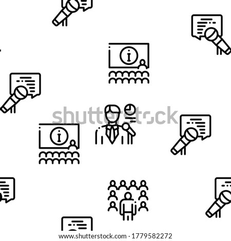 Seminar Conference Seamless Pattern Vector Thin Line. Illustrations
