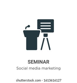 Seminar glyph icon vector on white background. Flat vector seminar icon symbol sign from modern social media marketing collection for mobile concept and web apps design.