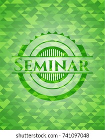 Seminar green emblem. Mosaic background