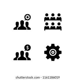 seminar icon. 4 seminar set with class, team and setup vector icons for web and mobile app