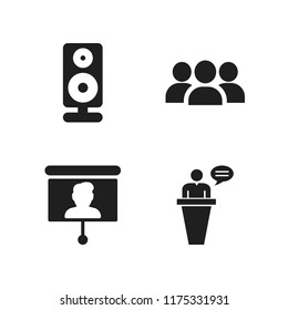 seminar icon. 4 seminar vector icons set. speaker, lecture and audience icons for web and design about seminar theme