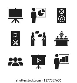 seminar icon. 9 seminar vector icons set. talking, audience and presentation icons for web and design about seminar theme