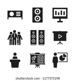 seminar icon. 9 seminar vector icons set. speaker, presentation and projector icons for web and design about seminar theme