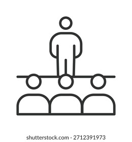 Icono de seminario en diseño de línea. presentación, audiencia, reunión, comunicación, capacitación, conferencia, grupo en el Vector de fondo blanco. icono de trazo editable del seminario