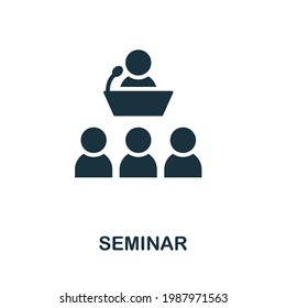 Seminar icon. Monochrome simple element from presentation collection. Creative Seminar icon for web design, templates, infographics and more