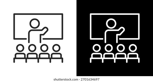 Seminar Icon Set. Clean Line Design With Light And Dark Versions For Versatile Use.