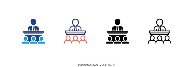 Seminar icon set multiple style collection