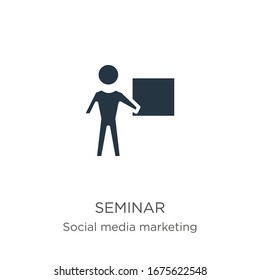 Seminar icon vector. Trendy flat seminar icon from social media marketing collection isolated on white background. Vector illustration can be used for web and mobile graphic design, logo, eps10