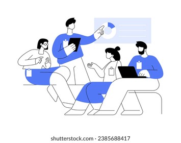 Seminar isolated cartoon vector illustrations. Group of teens having discussion at the seminar with teacher, college educational process, university classes, student lifestyle vector cartoon.