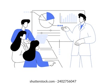 Seminar isolated cartoon vector illustrations. Group of smiling medical students with teacher having discussion at the seminar, modern educational process at university vector cartoon.