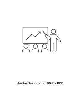 Seminar lecture line icon. Vector graphics sign in flat