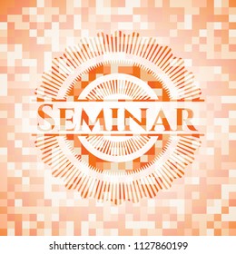 Seminar orange mosaic emblem with background