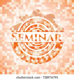 Seminar orange mosaic emblem with background