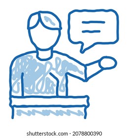seminar speaker sketch icon vector. Hand drawn blue doodle line art seminar speaker sign. isolated symbol illustration