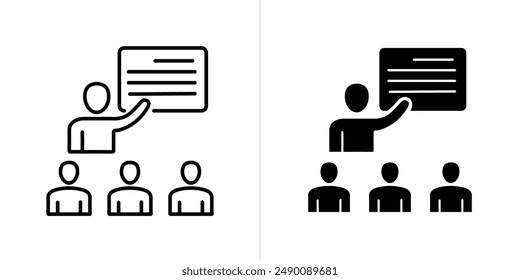 Seminar stroke and solid web icon set. Vector illustration