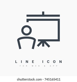 seminar and training board line vector icon
