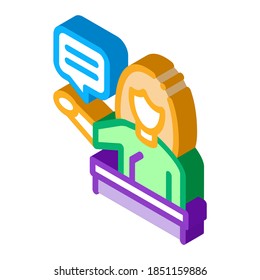 seminar woman teacher icon vector. isometric seminar woman teacher sign. color isolated symbol illustration
