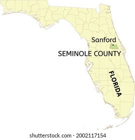 Seminole County And City Of Sanford Location On Florida Map