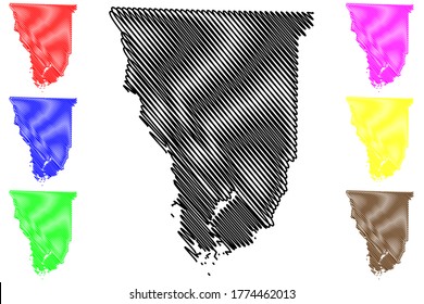 Seminole County, Georgia (U.S. county, United States of America,USA, U.S., US) map vector illustration, scribble sketch Seminole map