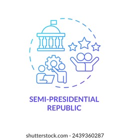 Semi-presidential republic blue gradient concept icon. Presidential, parliamentary structure. Federal government politics. Round shape line illustration. Abstract idea. Graphic design. Easy to use