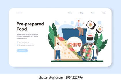 Semi-processed goods production web banner or landing page