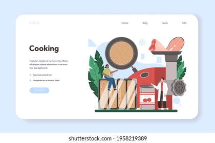 Semi-processed goods production web banner or landing page