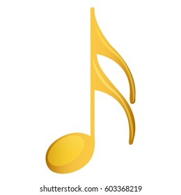 semiquaver note in golden with background white vector illustration