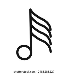 semiquaver note icon Black line art vector