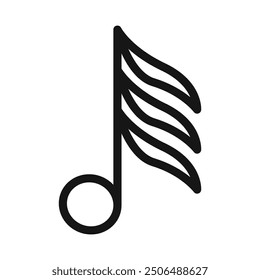 semiquaver note icon Black line art vector logo