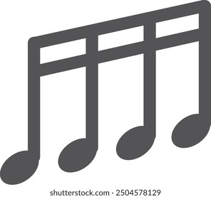 Semiquaver note icon. Black music sound symbol